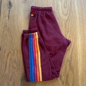 Maroon 5 stripe Aviator Nation sweatpants size small.